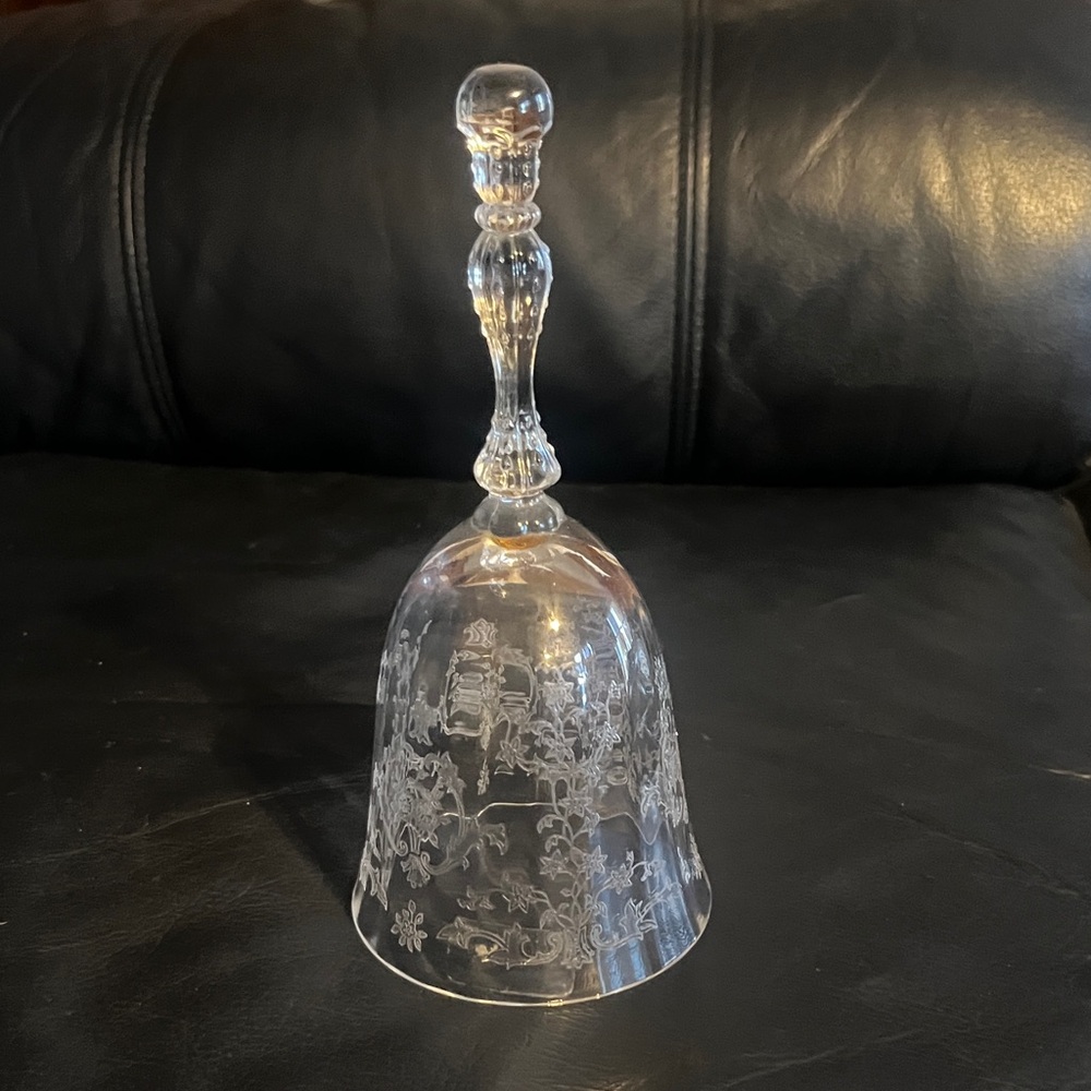 Beautiful Clear Glass Bell with Etched Design